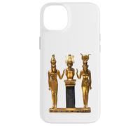 Custodia per iPhone 14 Plus T-shirt con statua di Osiride e Iside di Horus dorato della Trinità egiziana