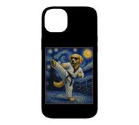 Custodia per iPhone 14 Plus Taekwondo Golden Retriever Art Coreano Tae Kwon Do Dog