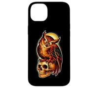Custodia per iPhone 14 Plus Tatuaggio Mystic Owl Skull Full Moon - Design estetico scuro