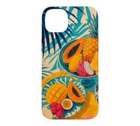 Custodia per iPhone 14 Plus Tavolo da frutta tropicale sotto ombre di palma