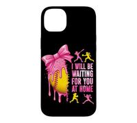 Custodia per iPhone 14 Plus Ti aspetterò a casa Partita di softball Coquette Bow