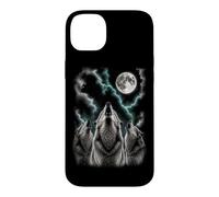 Custodia per iPhone 14 Plus Tre lupi che ululano alla luna Wildlife Wolf Pack Outdoor