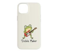 Custodia per iPhone 14 Plus Treble Maker, divertente rana, chitarrista, musica, arte retrò