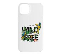 Custodia per iPhone 14 Plus Tropical Macaw Parrots Jungle Nature Bird Design Life Quotes