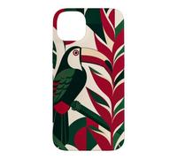 Custodia per iPhone 14 Plus Tucano appollaiato tra i fiori di Heliconia