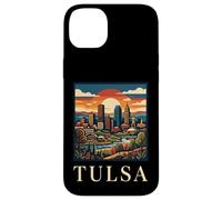 Custodia per iPhone 14 Plus Tulsa Oklahoma Retro Vintage Skyline Fiume Art Deco punto di riferimento
