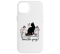 Custodia per iPhone 14 Plus Turn the Page Books & Cats Black Cat Women Floral Book Lover
