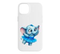 Custodia per iPhone 14 Plus Tutu blu ballerina elefante carino bambino