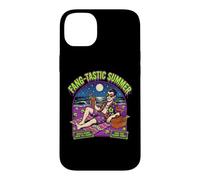 Custodia per iPhone 14 Plus Vacanze estive di Halloween a Dracula sulla spiaggia dei vampiri con Fang-Tastic