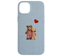 Custodia per iPhone 14 Plus Valentine Vintage Cute Teddy Bear Denim Nostalgico Minimal