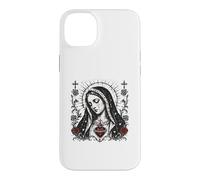 Custodia per iPhone 14 Plus Vergine Maria Sacro Cristiano Cuore Gotico Cattolico Rose
