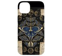 Custodia per iPhone 14 Plus Vintage Luna Moth Fase Lunare Celeste Occulto