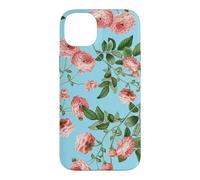 Custodia per iPhone 14 Plus Vintage Rosa Rosa Rose Su Un Uovo Di Robin Sfondo Blu