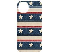 Custodia per iPhone 14 Plus Vintage Rustico Stripe Pattern American Patriotic USA Stars