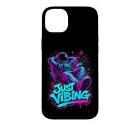 Custodia per iPhone 14 Plus Viola e Teal Astronaut Just Vibing Graphic per gli uomini