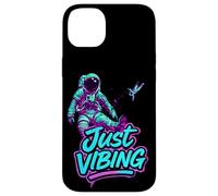 Custodia per iPhone 14 Plus Viola e Teal Astronaut Just Vibing Graphic per gli uomini