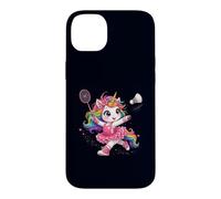 Custodia per iPhone 14 Plus Volano da badminton unicorno arcobaleno Kawaii ragazze