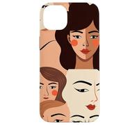 Custodia per iPhone 14 Plus Volti femminili astratti Design moderno in stile minimalista