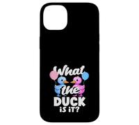 Custodia per iPhone 14 Plus What the Duck Is It Funny Gender Reveal Pun Palloncini