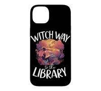 Custodia per iPhone 14 Plus Witch Way to the Library Libro spettrale di Halloween Witch Lover