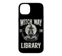 Custodia per iPhone 14 Plus Witch Way to the Library Libro spettrale di Halloween Witch Lover