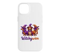 Custodia per iPhone 14 Plus Witchy Halloween WitchyWien Dachshund Dogs In Witch Hat