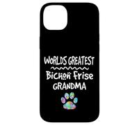 Custodia per iPhone 14 Plus Worlds Greatest Bichon Frise, simpatica stampa a forma di zampa di cane Love