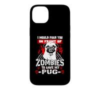 Custodia per iPhone 14 Plus Zombies To Save My Pug Funny Dog Lover For Halloween