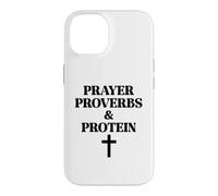 Custodia per iPhone 14 Prayer Warrior Proverbs & Protein Shakes Jesus Weights Faith