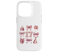 Custodia per iPhone 14 Pro 17° Compleanno Ragazza Coquette Fiocchi Rosa Diciassette Anni
