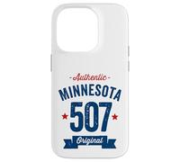 Custodia per iPhone 14 Pro 507 Minnesota Codice Area Distressed Autentico Blu Testo