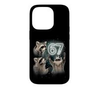 Custodia per iPhone 14 Pro 67 Meme Racoon Howling At The Moon 67 T-Shirt 6 7 Halloween