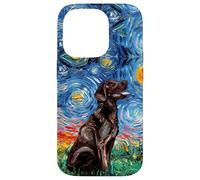 Custodia per iPhone 14 Pro Aja - Labrador Cioccolato Starry Night Brown Lab Dog Art
