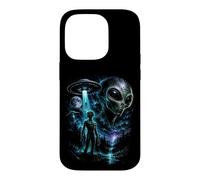 Custodia per iPhone 14 Pro Alien UFO Abduction Incontro Cosmico Sci-Fi Mistero Grafico