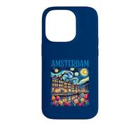 Custodia per iPhone 14 Pro Amsterdam In Notte Stellata Van Gogh Style Graphic