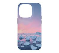 Custodia per iPhone 14 Pro Arctic Iceberg Field Sotto Rosa Polare Alba Paesaggio