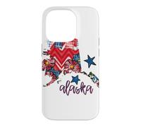 Custodia per iPhone 14 Pro Arte regionale con stelle scozzesi floreali dell'Alaska