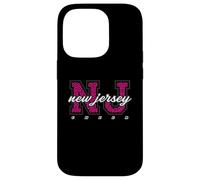 Custodia per iPhone 14 Pro Arte universitaria retrò del New Jersey Cheer Pink Leopard