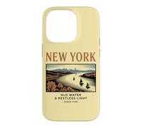 Custodia per iPhone 14 Pro Arte Vintage di New York: Acqua e Luce Inquieta