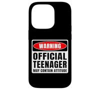 Custodia per iPhone 14 Pro Attenzione ufficiale adolescente può contenere atteggiamento Teen Compleanno