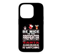 Custodia per iPhone 14 Pro Be Nice To The Firefighter Santa Is Watching Funny Christmas