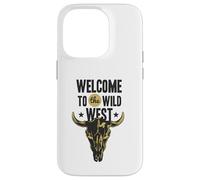 Custodia per iPhone 14 Pro Benvenuti al Wild West Bull Skull Vintage Western Logo