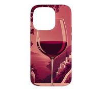 Custodia per iPhone 14 Pro Bicchiere da vino oversize minimalista su uno sfondo saturo