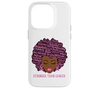 Custodia per iPhone 14 Pro Black Women Queen Stronger Than Breast Cancer Pink Ribbon