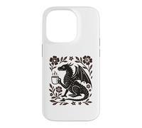 Custodia per iPhone 14 Pro Boho Drago Bere Caffè Folk Art Mitico Bestia