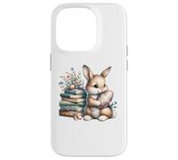 Custodia per iPhone 14 Pro Bookish Easter Bunny Reading Book Every Bunny Loves to Read