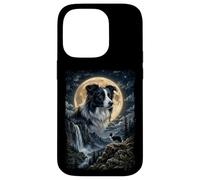 Custodia per iPhone 14 Pro Border Collie con Luna - cani