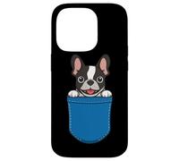 Custodia per iPhone 14 Pro Boston Terrier Peeking Pocket