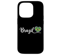 Custodia per iPhone 14 Pro Brasile, corsivo, scrittura, con, bandiera nazionale, cuore