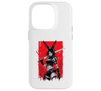 Custodia per iPhone 14 Pro Bunny Anime Girl Samurai Stile Giapponese Guerriero Grafica